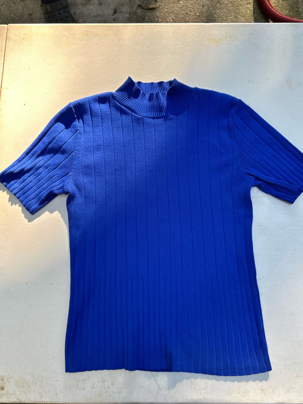 Women's Ribbed Short-Sleeve Sweater - Royal Blue